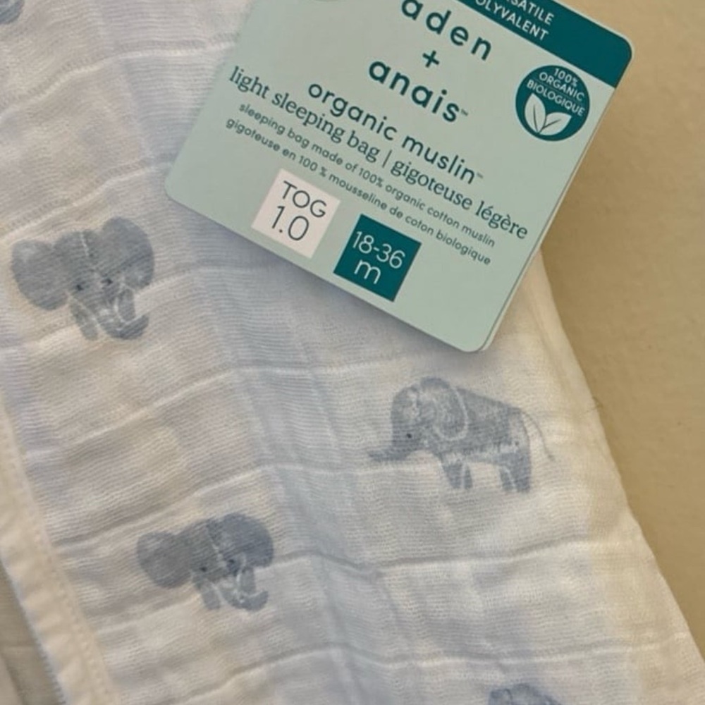 aden + anais White and Blue Elephant Sleep Sack - Picture 4 of 4